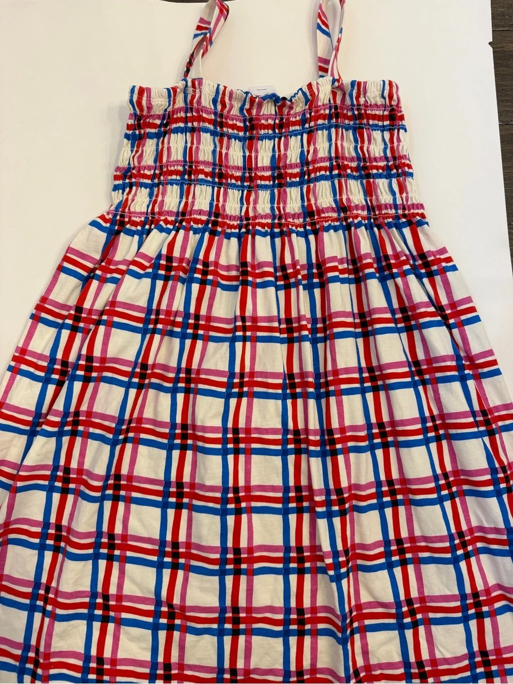 Hanna Andersson Plaid Smocked sundress red white and blue size 150